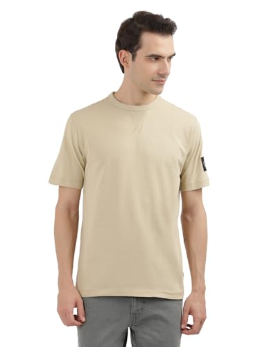 Image of Calvin Klein Mens Beige Color T-Shirt (S)