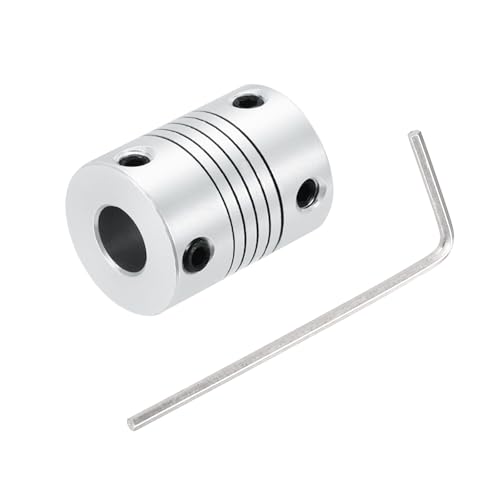 QUARKZMAN 1 Stück Flexible Kupplungen 4mm bis 8mm Aluminium Wellenkupplung L25xD19mm Klauenkupplung Schrittmotor Gelenkverbinder für 3D Drucker CNC Maschine DIY Encoder Motorwelle Silber