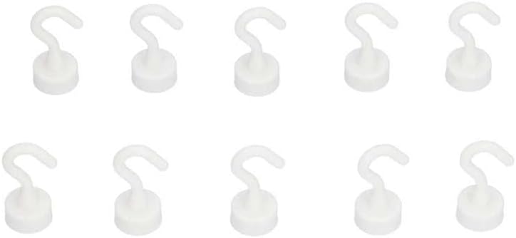 10Pcs Magnetic Hook Set White Heavy ABS Compact Hooks for Refrigerator Microwave 11lb Utility Hooks