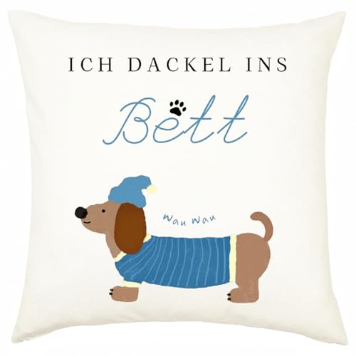 ZJKUBOIS Dackel Kissenbezug 45 X 45 cm, Dackel Geschenke für Hundeliebhaber,Waschbar Beidseitiger Druck Kissenhülle, Kissenhülle für Hundekissen, Dackel Deko für Zuhause, Wohnzimmer, Sofa, Bett