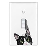 WIRESTER Single Gang Toggle Light Switch Plate/Wall Plate Cover - Black White Tuxedo Cat