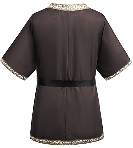 Mens Medieval Costume Viking Tunic Knight Warrior Renaissance Shirts With Belt Brown Xl #TOP3