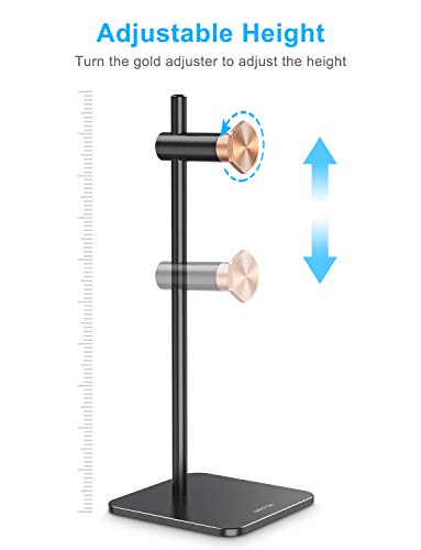 Headphone Stand Holder Adjustable,OMOTON Aluminum Haedset Desktop Stand Holder with Non-Slip Silicone Base for Sennheiser, Sony, Audio-Technica, Bose, Beats, AKG and More,Black
