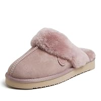 Dearfoams Women's Fireside Sydney Shearling Fur Indoor/Outdoor Scuff Slipper with Wide Widths, Dusty Pink, 6 UK