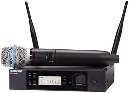 Shure GLXD24R+/B87A Dual Band Pro Digital Wireless Microphone System for Church, Karaoke, Vocals - 12-Hour Battery Life, 100 ft Range | BETA 587 Handheld Vocal Mic, Single Channel Rack Mount Receiver