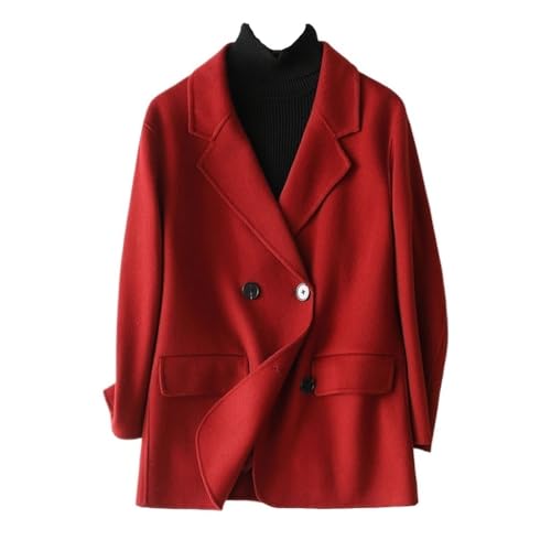 Manteau rouge d'automne et d'hiver ample qui dissimule les imperfections avec élégance