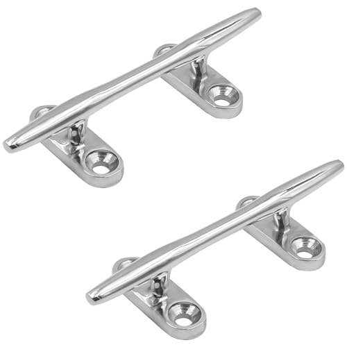 ZONADAH 2pcs Stainless Steel Deck Cleat 4 inches Light Stainless Steel 316 Stainless Steel Open Base Cleat for Boat Yacht Marine Horn Rope Bolt with Screw 100mm