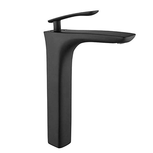 Robinets de lavabo de salle de bains mitigeur haut noir laiton eau chaude froide monotrou