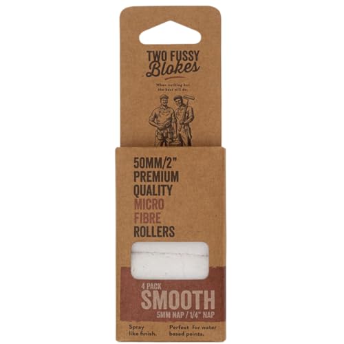 Two Fussy Blokes Microfibre Mini Paint Rollers 50mm (2 Inch) 4 Pack 5mm Nap for Smooth Surfaces Furniture Doors & Trim