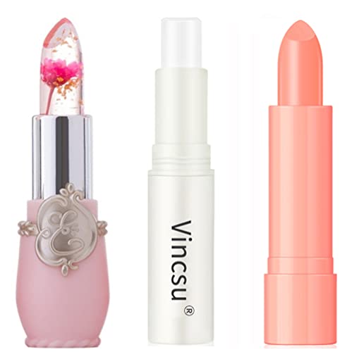 ETEDES Aloe Vera Color Changing Lipsticks, Lasting Nutritious Lip Balm Lips Natural Moisturizing gentle colorless 3pcs (Set #2)