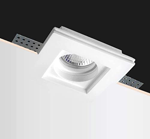 Eurekaled - Portafaretto in Gesso CERAMICO Quadrato Slim da Incasso per Controsoffitti con alette regolabili mod. PF-LIGEQB2