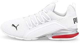 Puma Men's Axelion LS Running Shoe, White-High Risk Red, 10