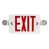 LED Exit Sign with Emergency Light, Double Sided Red with Battery Backup, Rotatable Light Head, AC 1