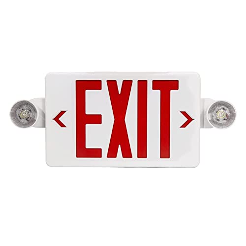 Led Exit Sign With Emergency Light, Double Sided Red With Battery Backup, Rotatable Light Head, Ac 120V/277V, Ul Listed Commercial Led Emergency Exit Light (1Pack, Red) #TOP14