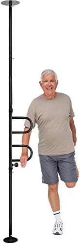 Black Ceiling Railing Support Floor Grab Bar, Adjustable Height Elderly Tension Mounted, Grab Bars for Bathtubs and Showers, Bed Rails for Elderly Adult's Safety