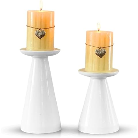 Set of 2 Ceramic Candle Holders for Home Cover
