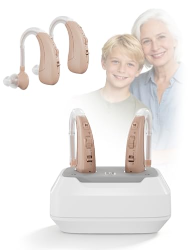 【Actualización 2026】Amplificador de sonido con filtrado de ruido, ultraligero (6 g), carga rápida, volumen ajustable, 4 modos adaptativos, base de carga USB y 4 almohadillas auriculares