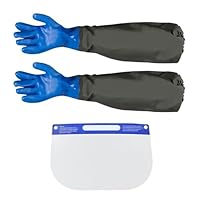 1 Paar Schutzhandschuhe Und 1 Schutzmaske, Wasserdichte Gummihandschuhe, Hitzebeständige Handschuhe, Rutschfeste Handschuhe, Arbeitszubehör Für Den Außenbereich