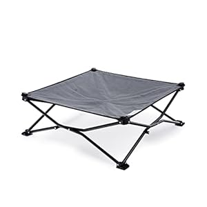 Coolaroo On The Go Cooling Elevated Dog Bed, Portable for Travel & Camping, Collapsible for Storage, Medium, Steel Grey