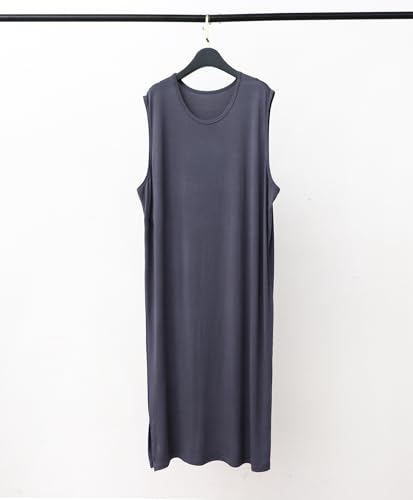 ZEEREE Men's Sleeveless Nightgown Henley Sleep Shirt Round Neck Pajama Sleepwear Nightwear Loungewear Comfy Nightdress3