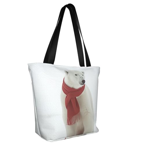 Polar Bear Red Print Comfortable Shoulder Bag Summer HandbagTravel Beach Work Daily Use Versatile Carry2
