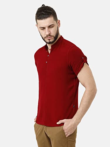 Image of Identiti Short Sleeves Solid Slim Fit 100% Viscose Casual Shirt /Kurta for Men