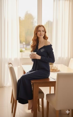 Image of Winter Wear Woolen Nighty Dress Blue Polar Nighty Women Gown Dress Maxi Full-Length Maxi Nighty Free Size Side Pocket