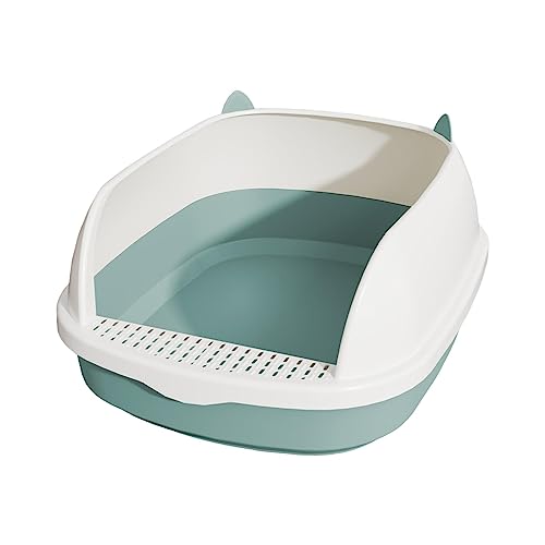 Bandeja sanitaria para gatos con borde alto y pedal de criba azul miniatura 1