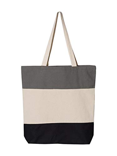 Q-Tees 11L Tri-Color Tote One Size Black/Natural/Light Grey3