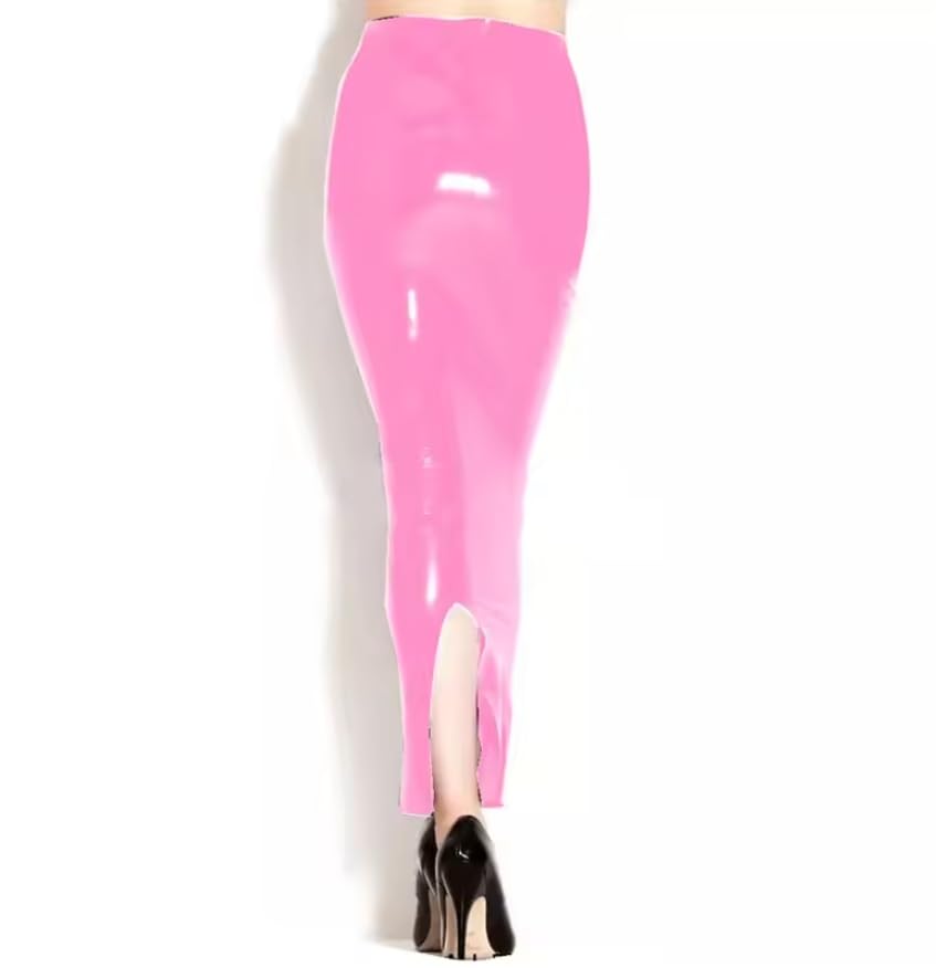 Damen-Bleistiftrock, hohe Taille, figurbetont, PVC-Leder, knöchellang, schmaler Rock, Paket, Hüfte, Büro, Dame, Bleistiftrock