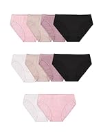 Fruit of The Loom Women's Tag Free Cotton Panties Bikini Style Underwear, 10 Pack - Body Tones, 12 US