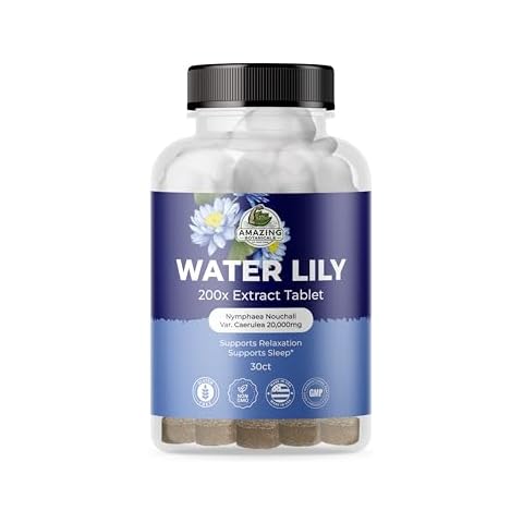 Amazing Botanicals Water Lily 200X Extract Tablets 20,000MG Each | Promotes Relaxation and Sleep | (30 Tablets) Cover