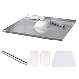 Tabla de cortar de acero inoxidable para cocina, tabla de cortar resistente para carne, frutas, verduras, pan y panadería, tamaño extra grande