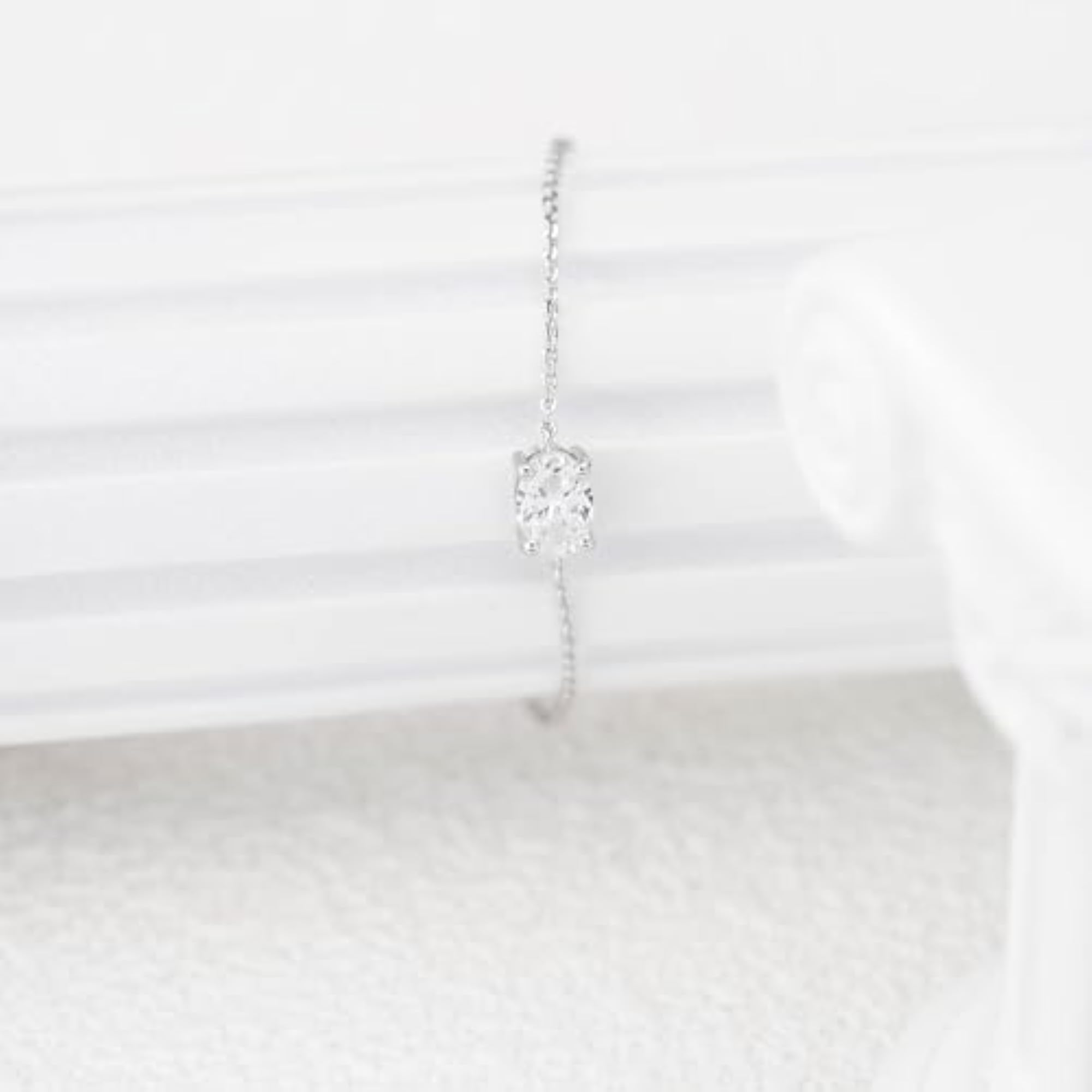 92.5 Sterling Silver Oval Solitaire Sparkler Bracelet