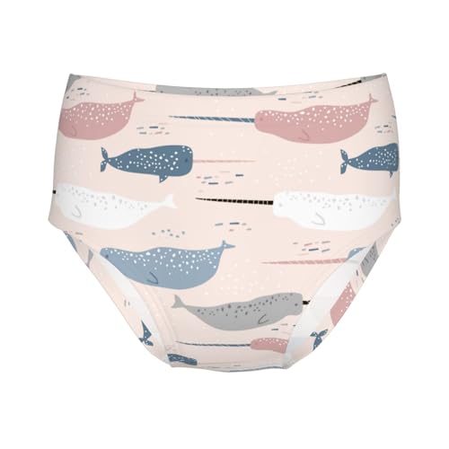 Hand Drawn Narwhals Texture Girls' Underwear Soft Cotton Little Girls Panties Comfort Briefs