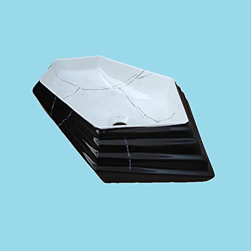 Image of Designer Wash Basin Table Top Over Counter Vessel Sink Glossy Finish White Sink for Bathroom (22 x 15 x 5.5 Inch -1)