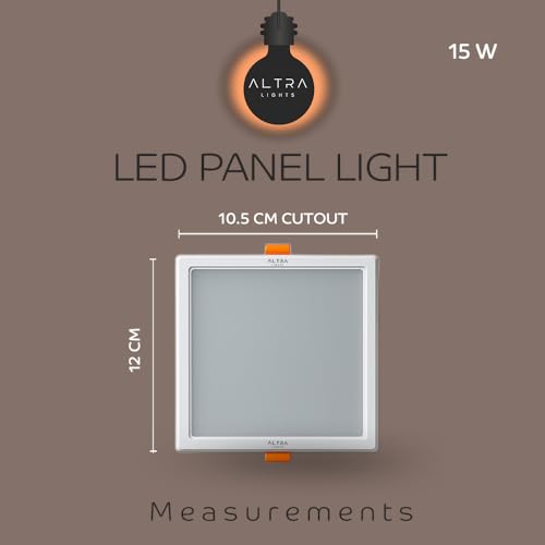 Image of 15W Recessed Square LED Panel Light | Trimless Slim Design | Polycarbonate Downlight for Home & Office False Ceiling Roof, Surface Light | Cool White, White Finish | Pack of 2