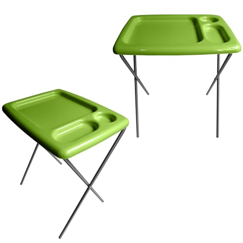 Image of Folding TV Tray Table, Portable, Sturdy, Green (Set of 2)
