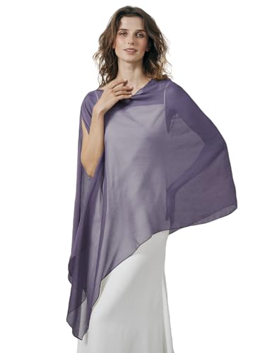 BEAUTELICATE Chal de Crepé Chiffon para Mujer Capa Gasa Fiesta Ligera para Novias Bodas y Vestidos de Noche-Lavanda