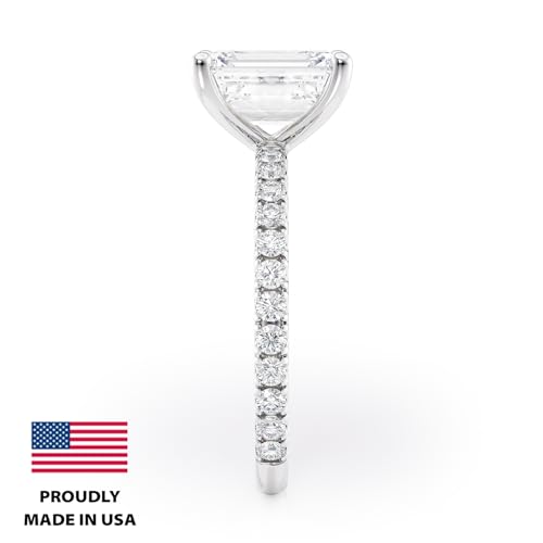 2 to 6 Carat Emerald Cut Moissanite Engagement Ring for Women - 1/4 Carat Natural Diamond - 14k Gold (G-H/VS, SI, cttw, DEW) Anniversary Promise Ring Size 4 to 11 Made in USA4