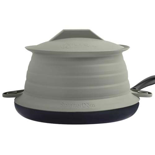 L.I.Q Silicone Splatter Guard – Fits 10 and 12 Inch Pots (25 and 30 Centimeters) – Microwave Safe and Durable SplatterDom - Includes 10” Lid - Food and Oil Splash Guard (Smoke, Large)
