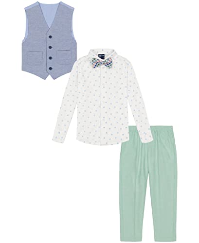 Image of Nautica Boys' 4-piece Formal Suit Set with Vest, Pants, Collared Dress Shirt, and Tie