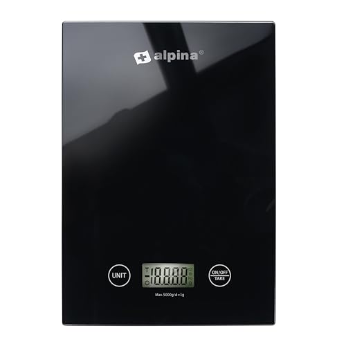 alpina Digital Kitchen Scales in g, lb, oz and ml - Precision Scale with Tare Function - Kitchen Accessories - 22 x 15.5 cm - Black image 3