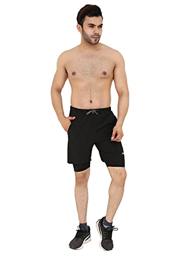 Image of NEVER LOSE Men's 2 in 1 Running Shorts with Liner,Dry Fit Workout Shorts with Pockets
