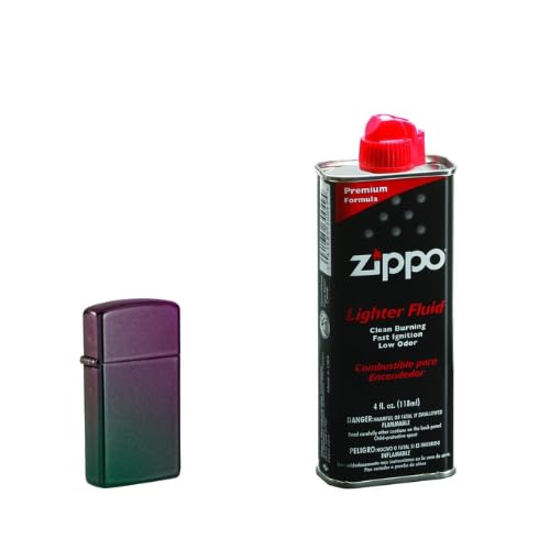 Combo of Zippo Slim Iridescent Design Pocket Lighter Windproof and 4oz