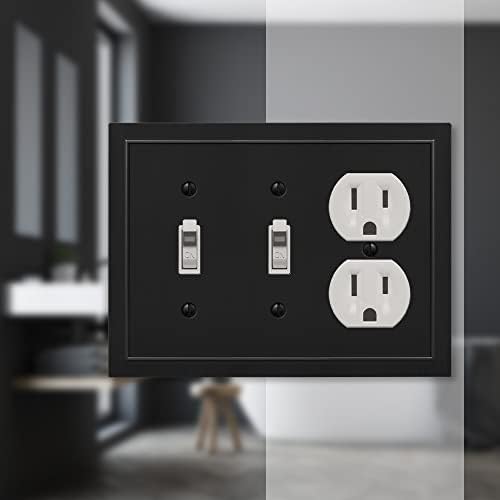 Amerelle 57TTDBK Bethany Wallplate, 2 Toggle / 1 Duplex, Cast Metal, BlacK 1-Pack image 5