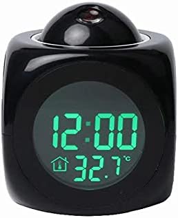 Projection Alarm Clock for Bedrooms Digital Voice Report Alarm 12/24 HDigital Electric Clocks Projection On Ceiling with Voice Talking LED Time Temperature Display for Bedroom, Bedside ,Office (Black)