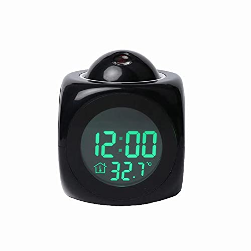 With Voice Talking LED Time Temperature for Bedroom，Projection Alarm Clock for Bedrooms Digital Voice Report Alarm Clock 12/24 HDigital Electric Clocks Projection On Ceiling , Bedside , Office (Black) -  YJHWLF, TYDNZ