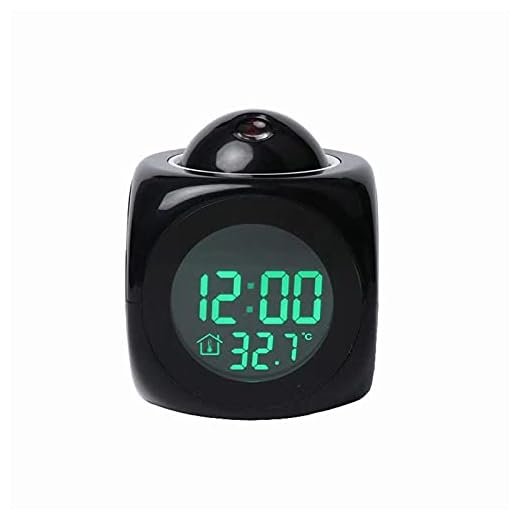 With Voice Talking LED Time Temperature for Bedroom，Projection Alarm Clock for Bedrooms Digital Voice Report Alarm Clock 12/24 HDigital Electric Clocks Projection On Ceiling , Bedside , Office (Black)
