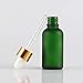 DLIBUY 5 Pieces Empty 30ml Frosted Green Glass Dropper Bottles with Glass Pipettes Gold Screw Cap for Essential Oil Aromatherapy Blends Fragrance Perfume Cosmetic Vials Travel Containers Funnel